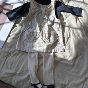 Carters 6M Polka Dot Dress with Black Shirt and Tights
